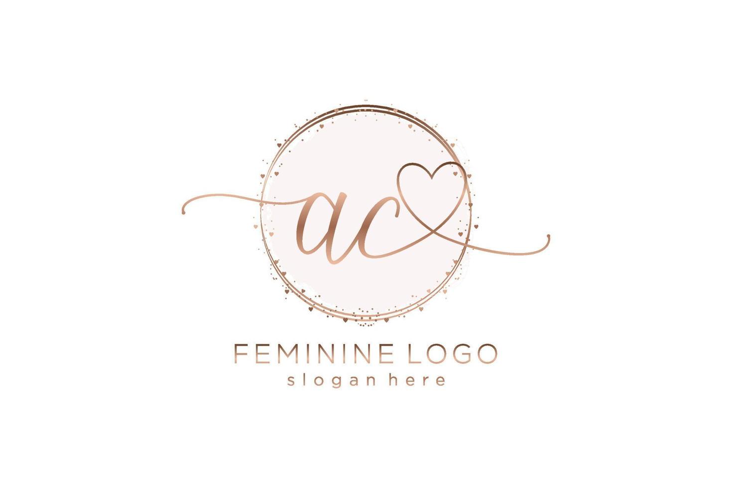 Initial AC handwriting logo with circle template vector logo of initial wedding, fashion, floral and botanical with creative template.