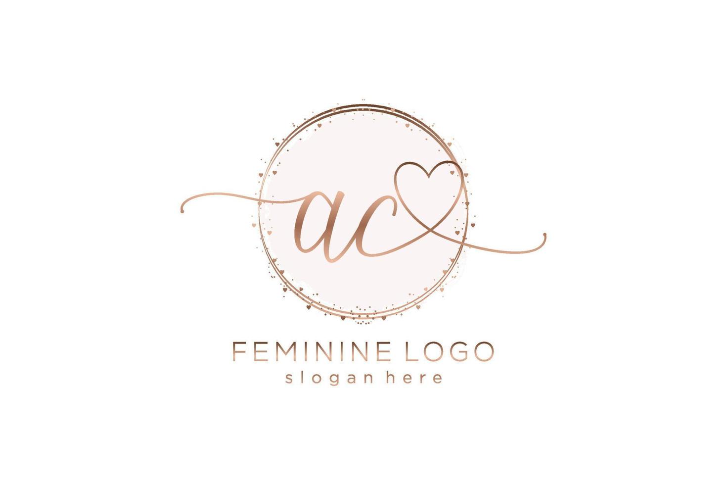 logotipo de escritura a mano ac inicial con plantilla de círculo logotipo vectorial de boda inicial, moda, floral y botánica con plantilla creativa. vector