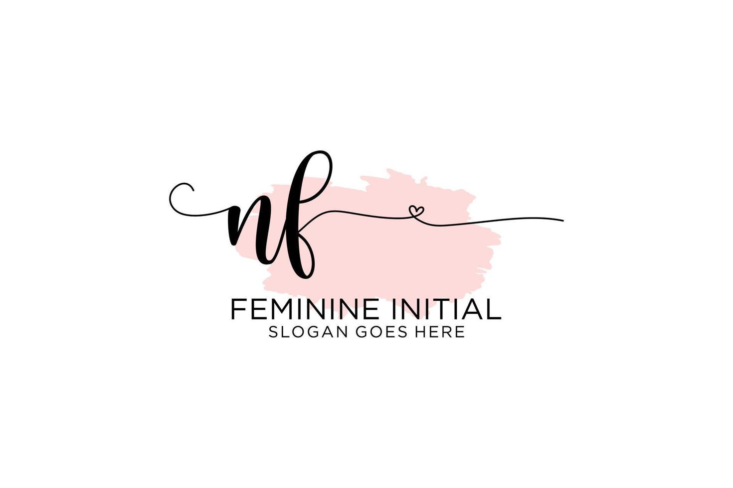 Initial NF beauty monogram and elegant logo design handwriting logo of initial signature, wedding, fashion, floral and botanical with creative template. vector