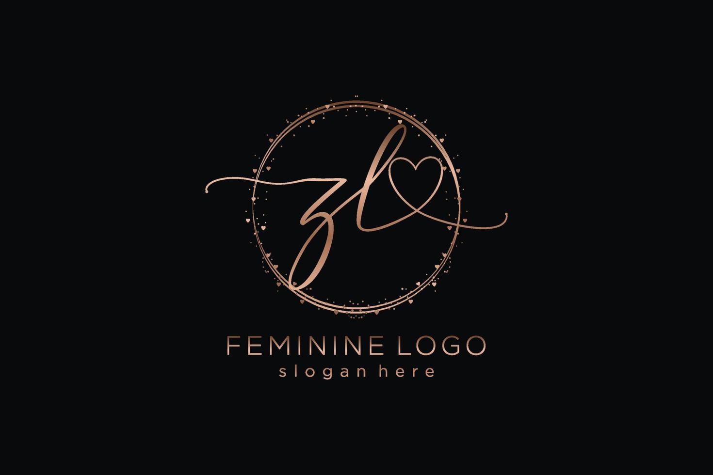 Initial ZL handwriting logo with circle template vector logo of initial wedding, fashion, floral and botanical with creative template.