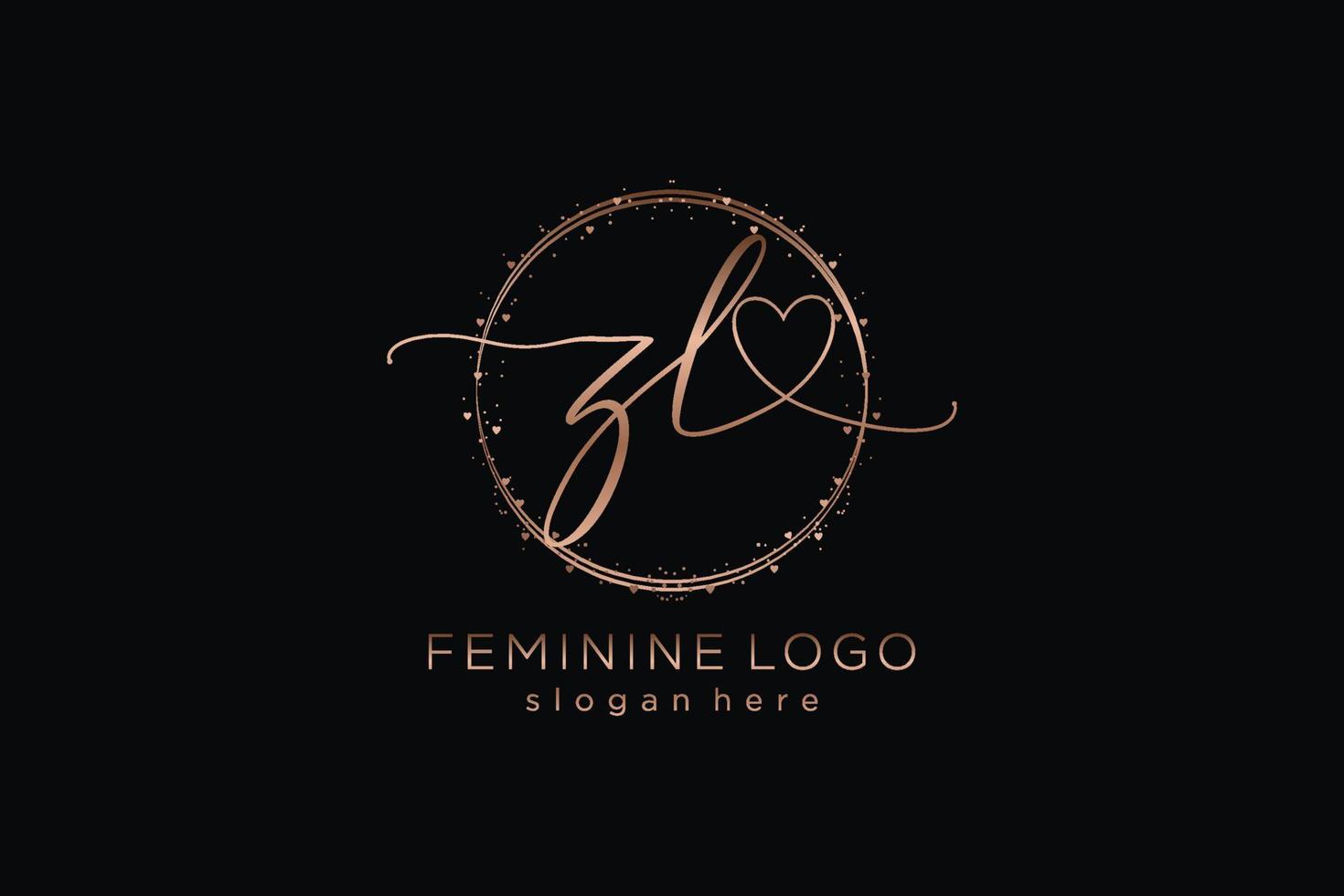 logotipo inicial de escritura a mano zl con plantilla de círculo logotipo vectorial de boda inicial, moda, floral y botánica con plantilla creativa. vector