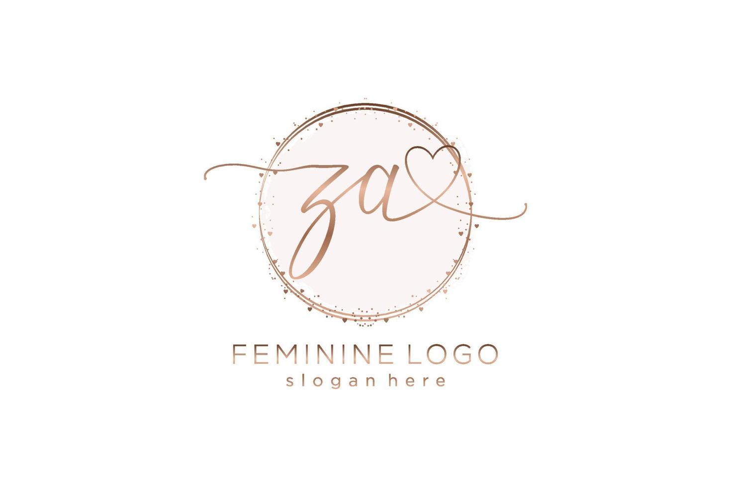 logotipo inicial de escritura a mano za con plantilla de círculo logotipo vectorial de boda inicial, moda, floral y botánica con plantilla creativa. vector