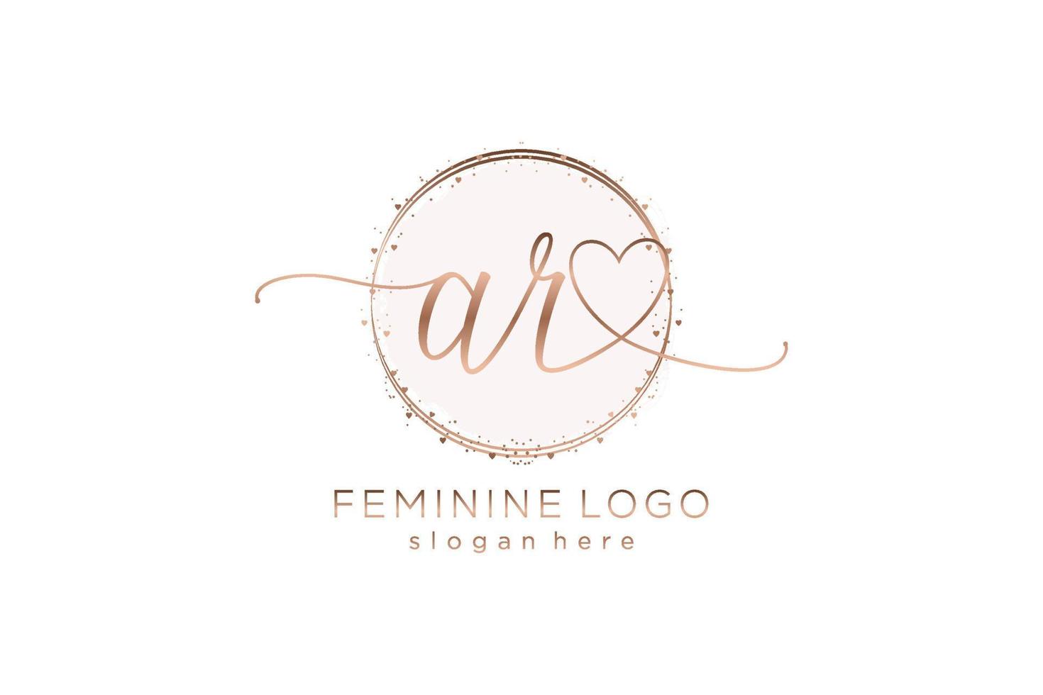 Initial AR handwriting logo with circle template vector logo of initial wedding, fashion, floral and botanical with creative template.