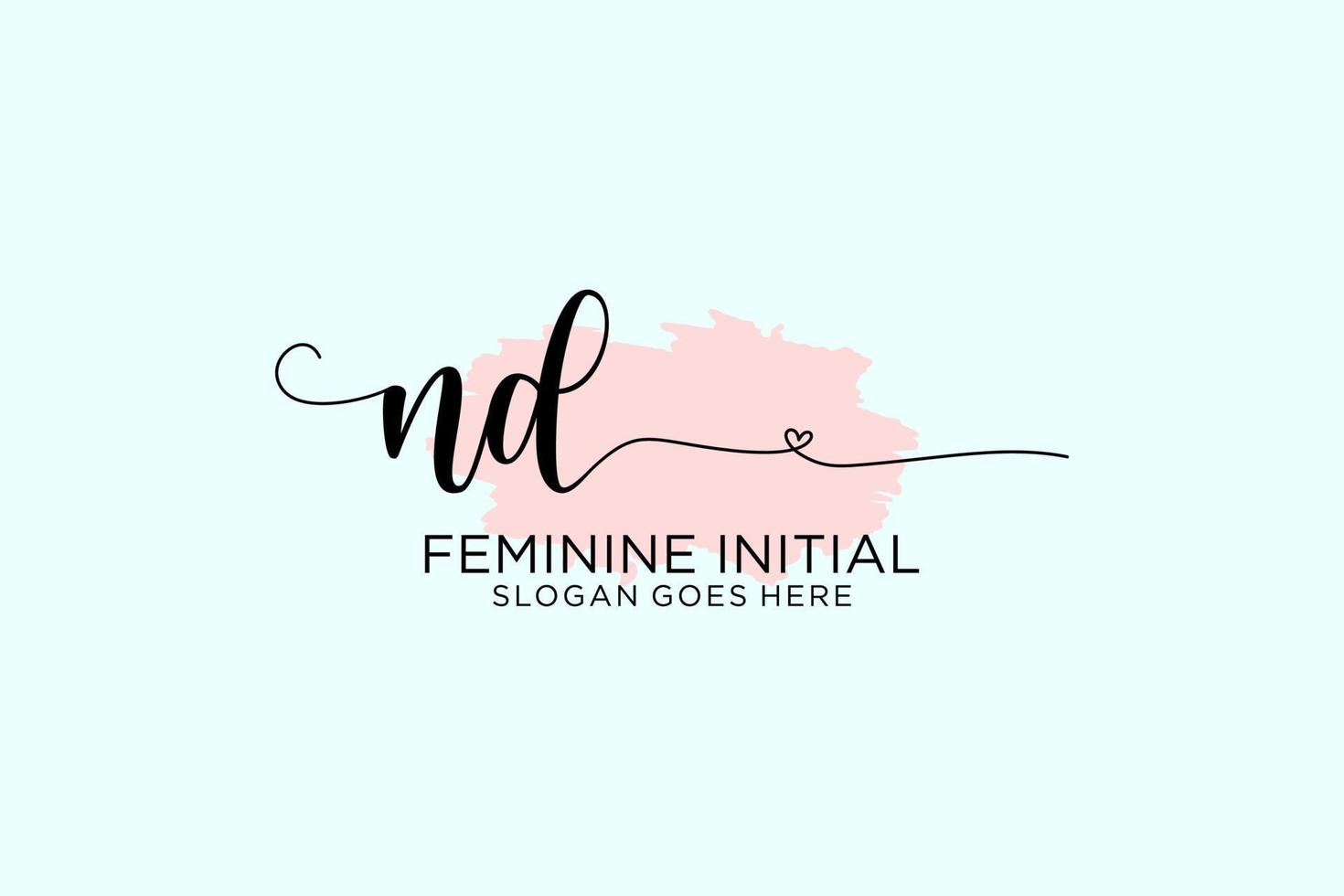Initial NDbeauty monogram and elegant logo design handwriting logo of initial signature, wedding, fashion, floral and botanical with creative template. vector