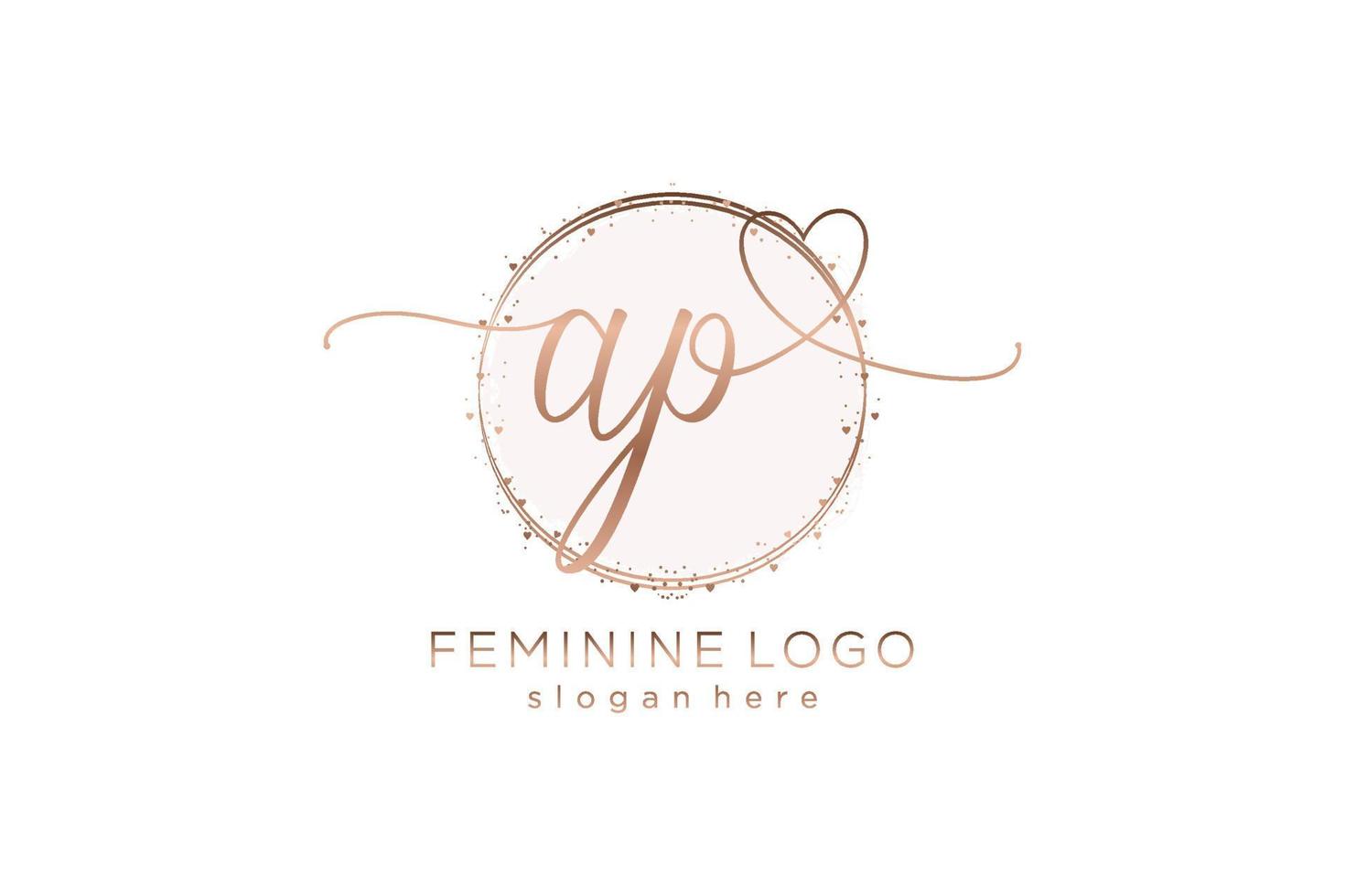 logotipo de escritura a mano ap inicial con plantilla de círculo logotipo vectorial de boda inicial, moda, floral y botánica con plantilla creativa. vector