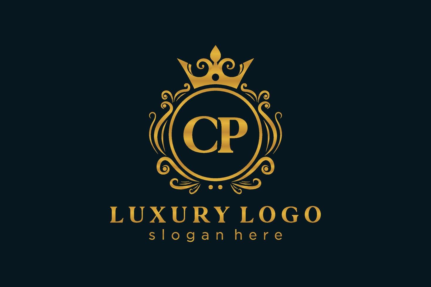 Initial CP Letter Royal Luxury Logo template in vector art for Restaurant, Royalty, Boutique, Cafe, Hotel, Heraldic, Jewelry, Fashion and other vector illustration.