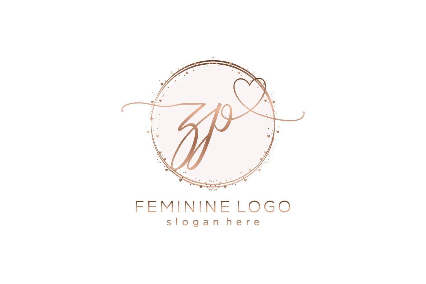 Initial ZP handwriting logo with circle template vector logo of initial wedding, fashion, floral and botanical with creative template.