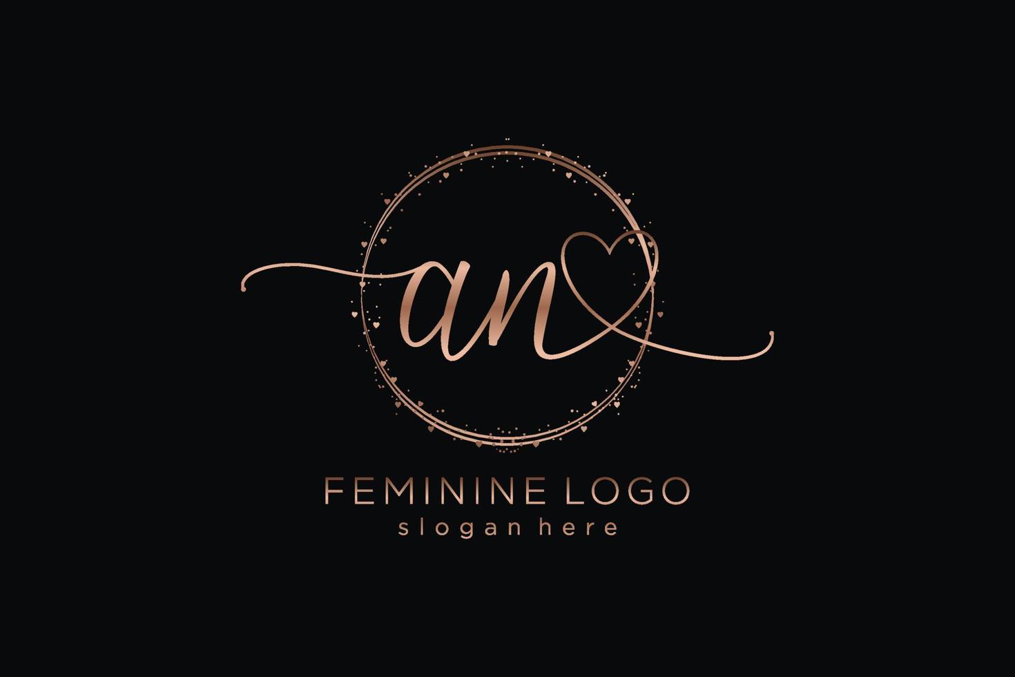 Initial AN handwriting logo with circle template vector logo of initial wedding, fashion, floral and botanical with creative template.