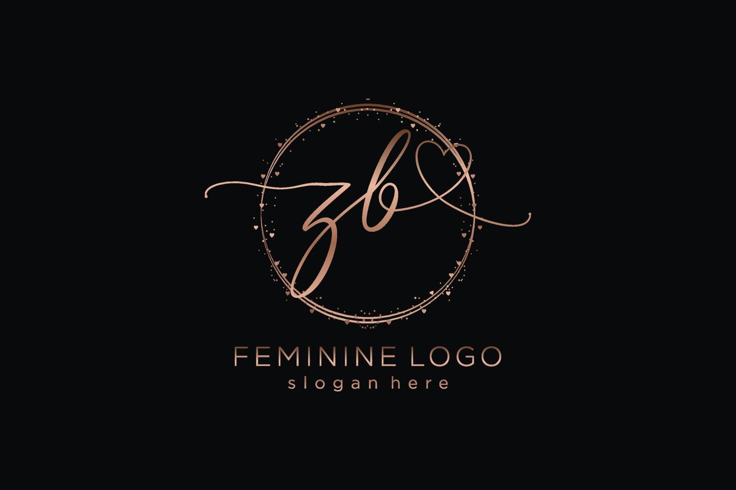 Initial ZB handwriting logo with circle template vector logo of initial wedding, fashion, floral and botanical with creative template.
