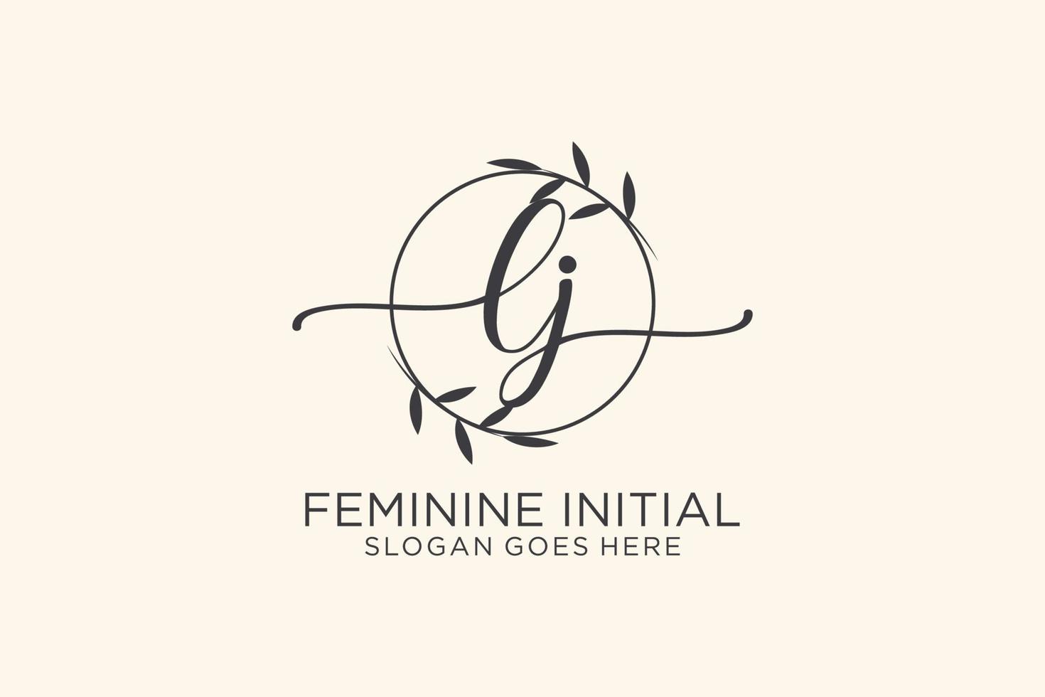 Initial LJ beauty monogram and elegant logo design handwriting logo of initial signature, wedding, fashion, floral and botanical with creative template. vector