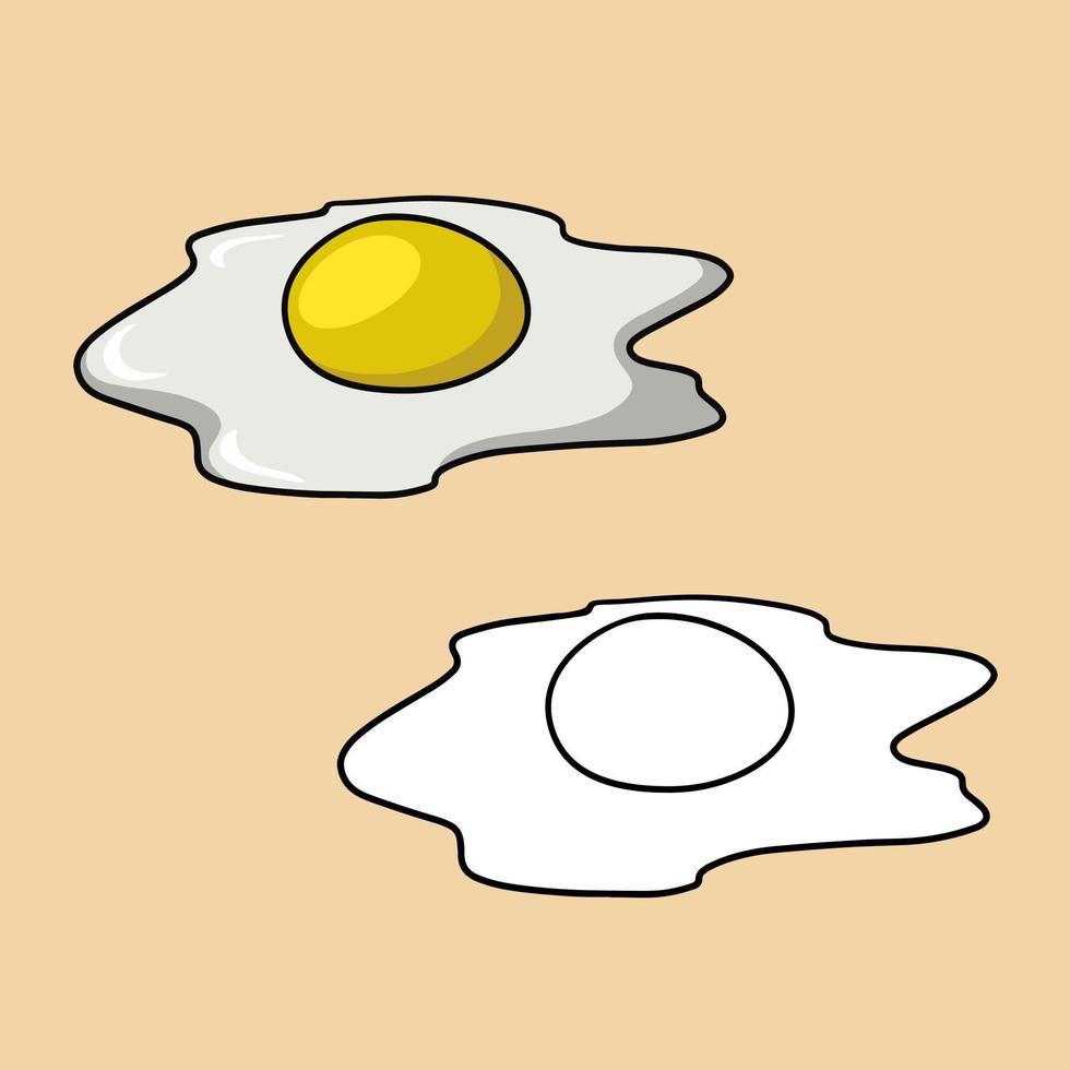 Set of images, Fried egg, broken egg, vector illustration in cartoon style on a colored background