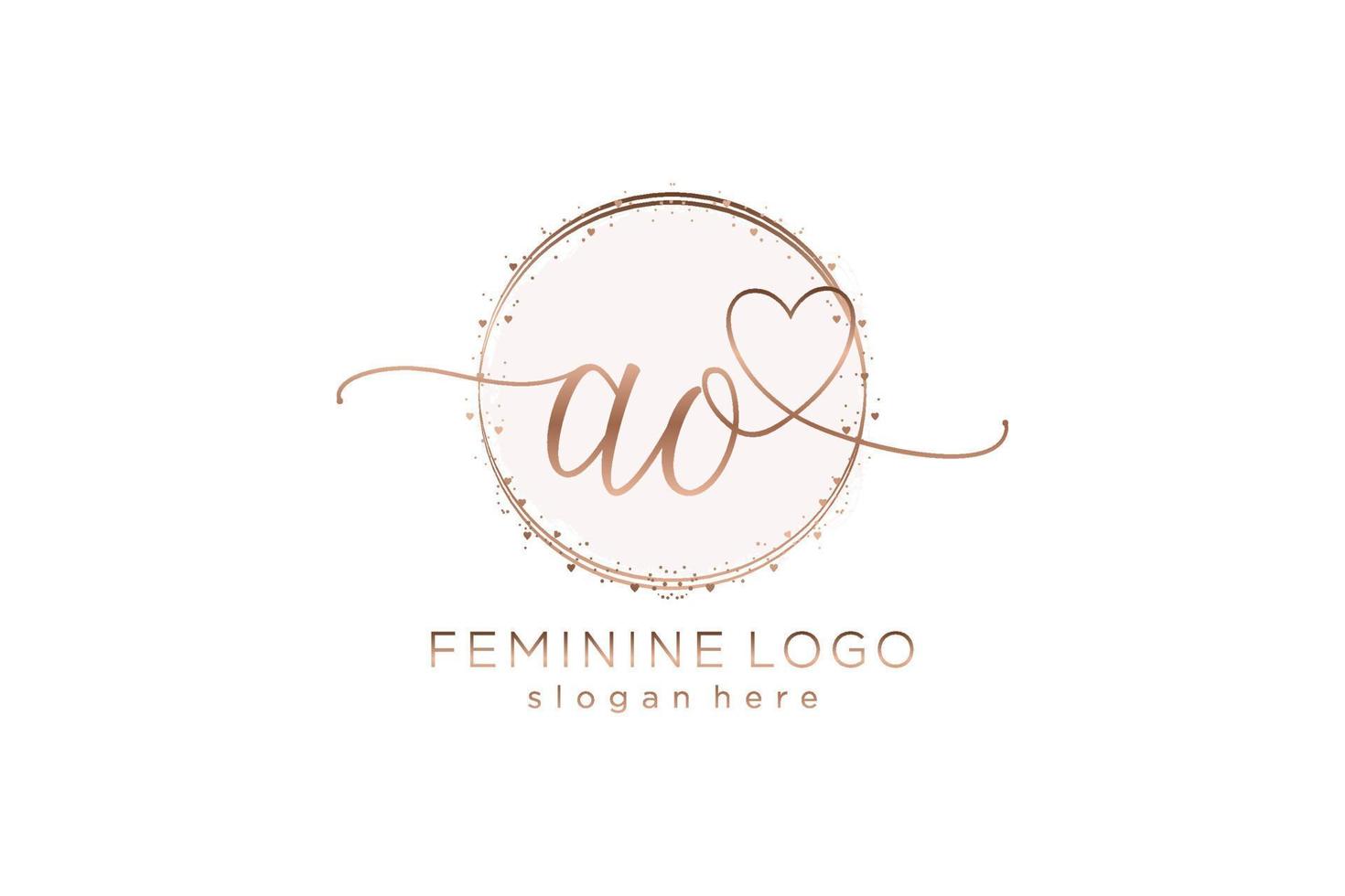 Initial AO handwriting logo with circle template vector logo of initial wedding, fashion, floral and botanical with creative template.