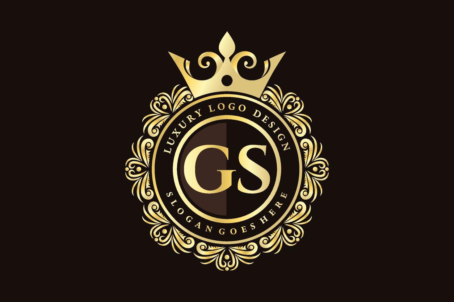 GS Initial Letter Gold calligraphic feminine floral hand drawn heraldic monogram antique vintage style luxury logo design Premium Vector