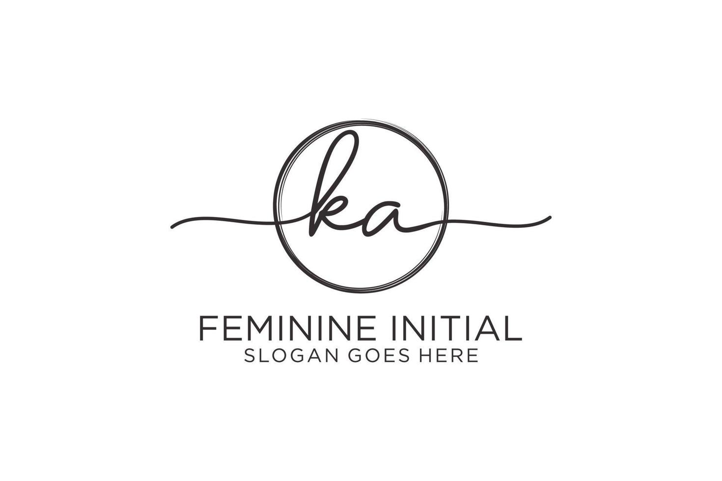 Initial KA handwriting logo with circle template vector logo of initial signature, wedding, fashion, floral and botanical with creative template.