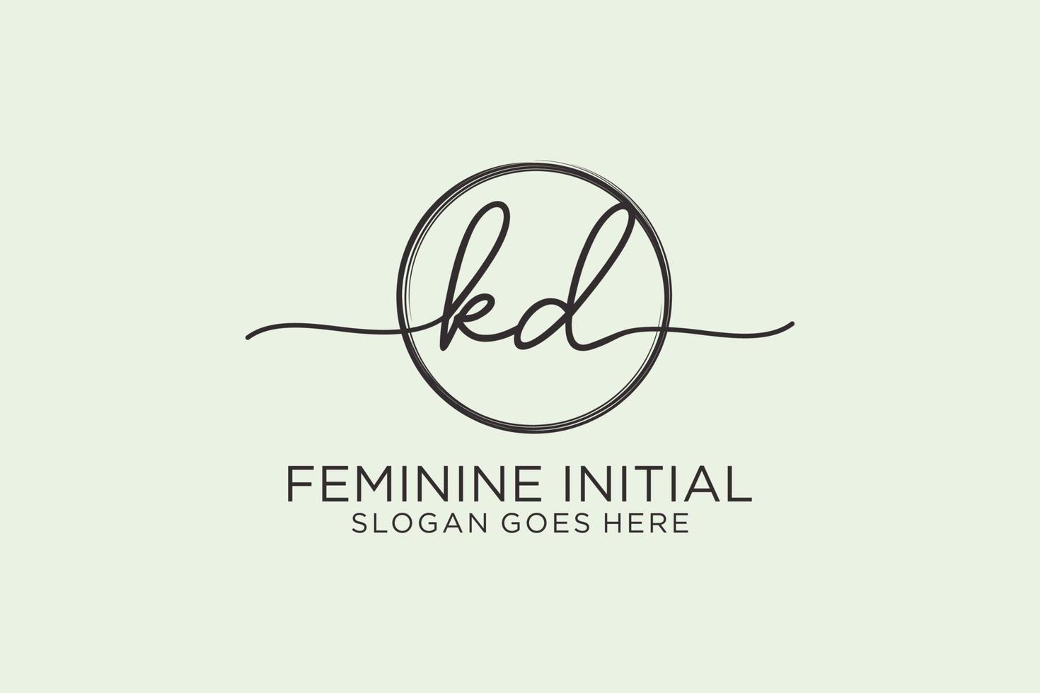 Initial KD handwriting logo with circle template vector logo of initial signature, wedding, fashion, floral and botanical with creative template.