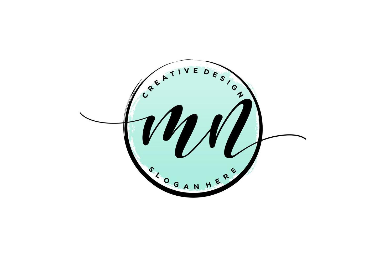 Initial MN handwriting logo with circle template vector signature, wedding, fashion, floral and botanical with creative template.