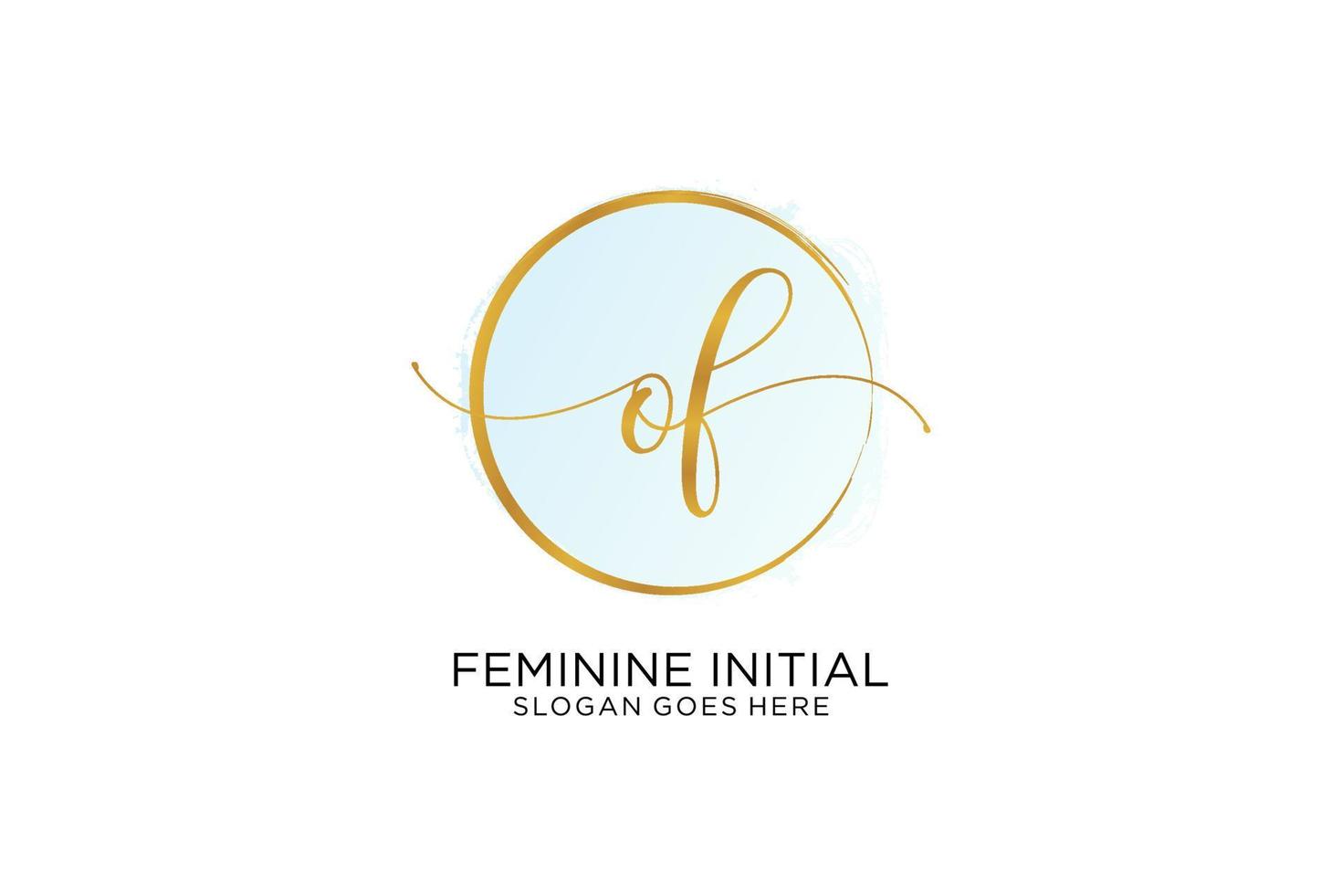 Initial OF handwriting logo with circle template vector signature, wedding, fashion, floral and botanical with creative template.