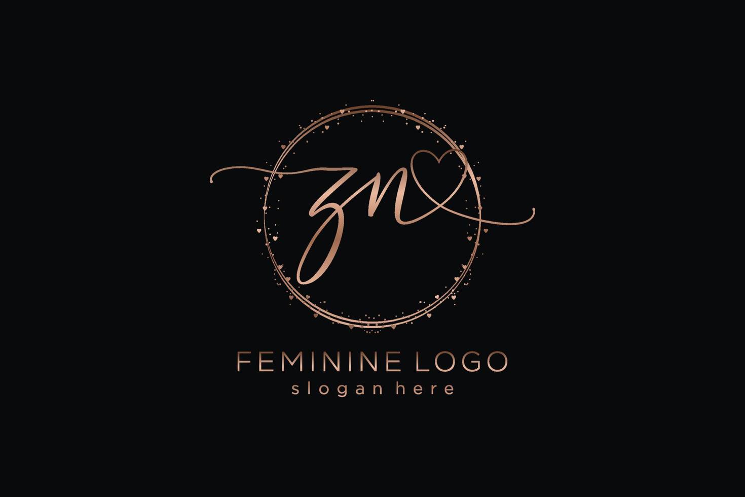 Initial ZN handwriting logo with circle template vector logo of initial wedding, fashion, floral and botanical with creative template.