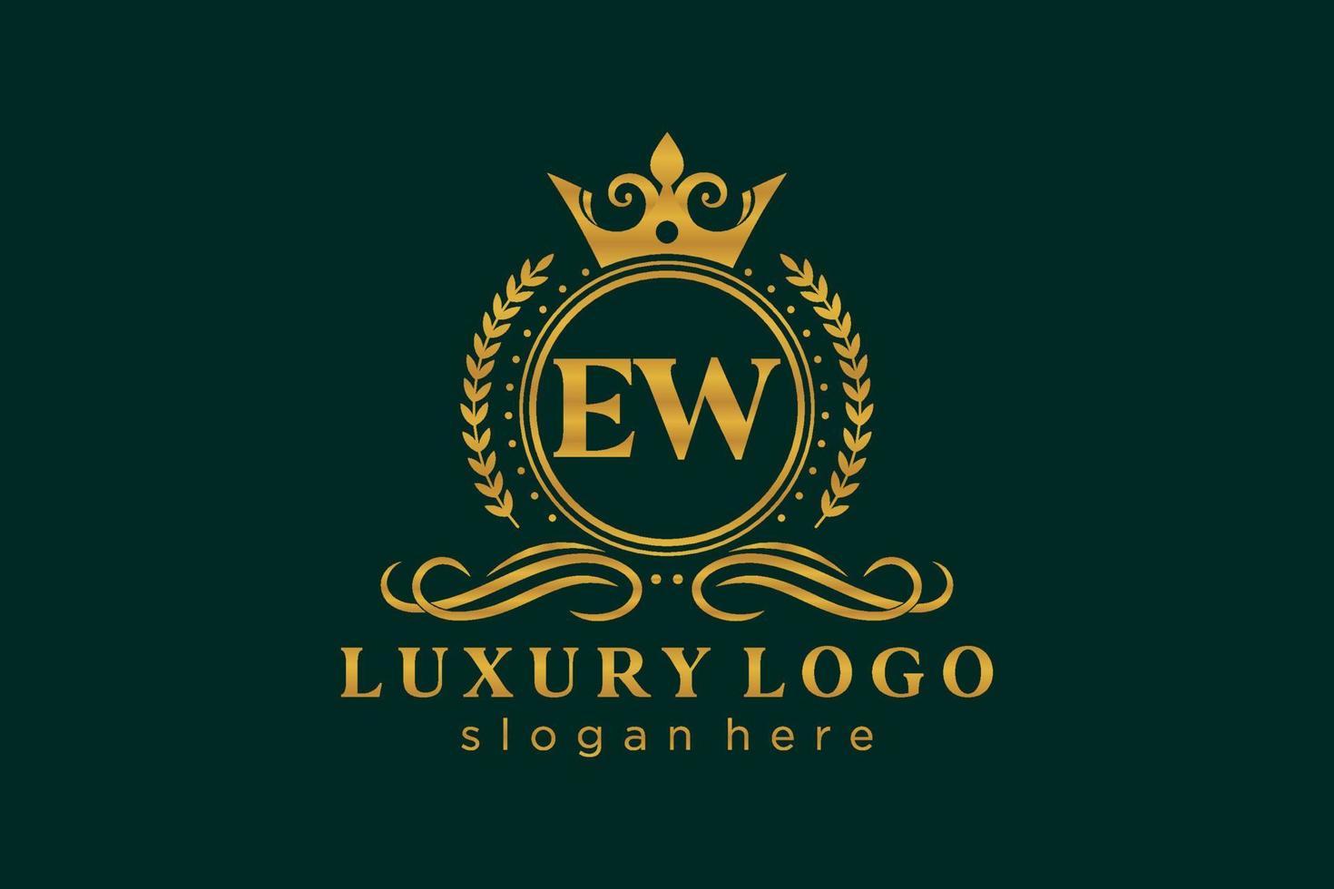 Initial EW Letter Royal Luxury Logo template in vector art for Restaurant, Royalty, Boutique, Cafe, Hotel, Heraldic, Jewelry, Fashion and other vector illustration.