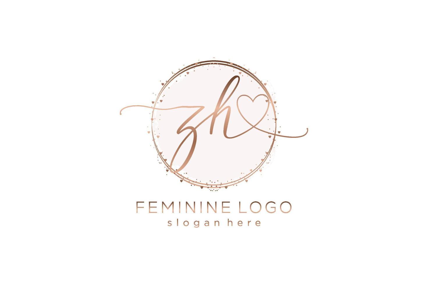 Initial ZH handwriting logo with circle template vector logo of initial wedding, fashion, floral and botanical with creative template.