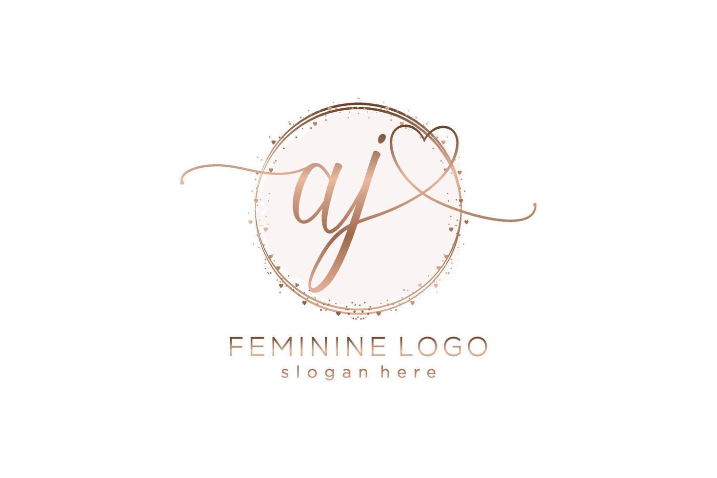 Initial AJ handwriting logo with circle template vector logo of initial wedding, fashion, floral and botanical with creative template.