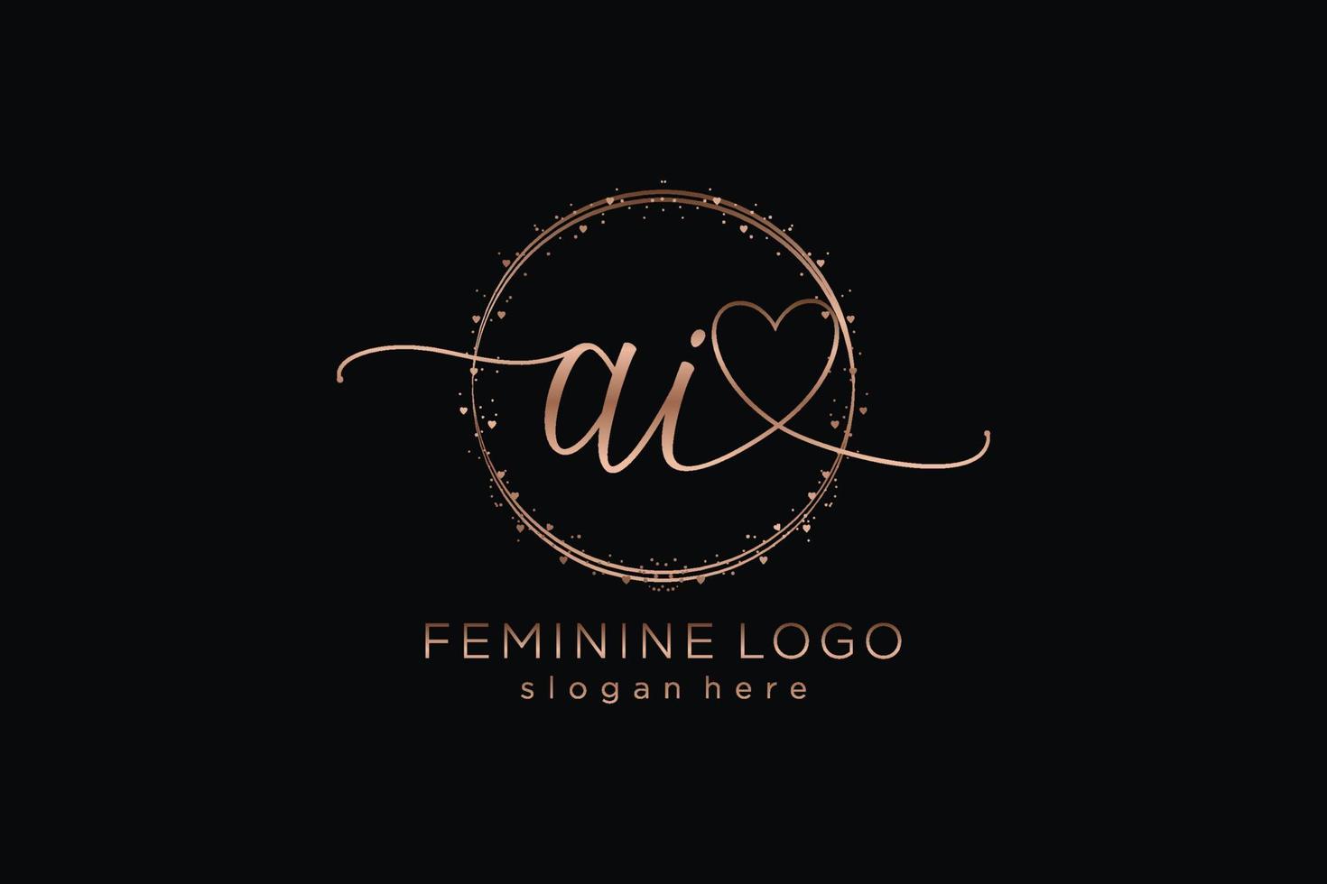 Initial AI handwriting logo with circle template vector logo of initial wedding, fashion, floral and botanical with creative template.