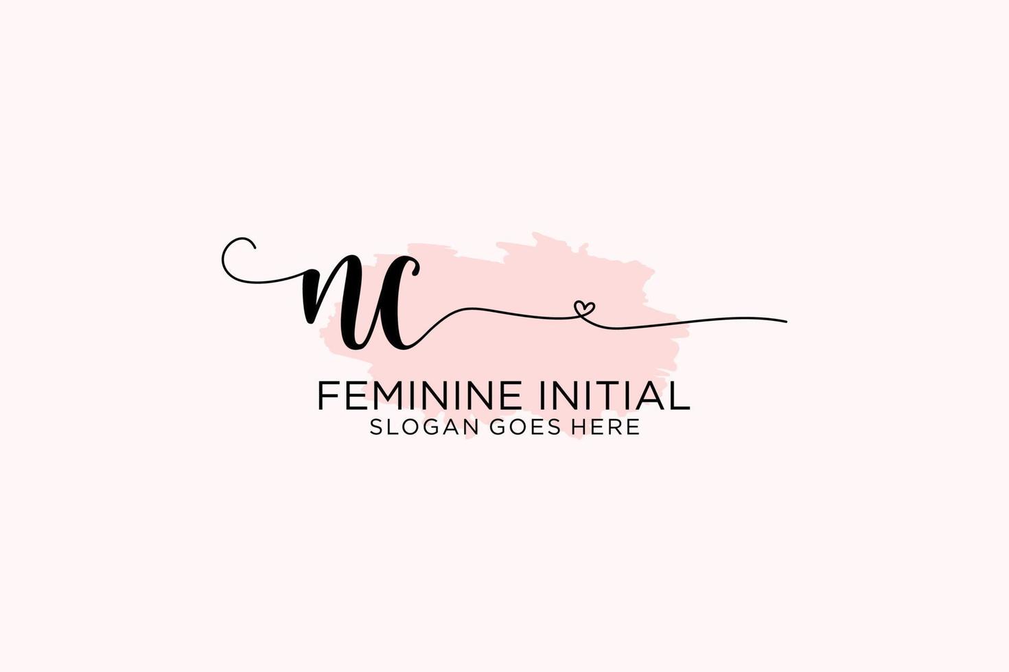 Initial NC beauty monogram and elegant logo design handwriting logo of initial signature, wedding, fashion, floral and botanical with creative template. vector