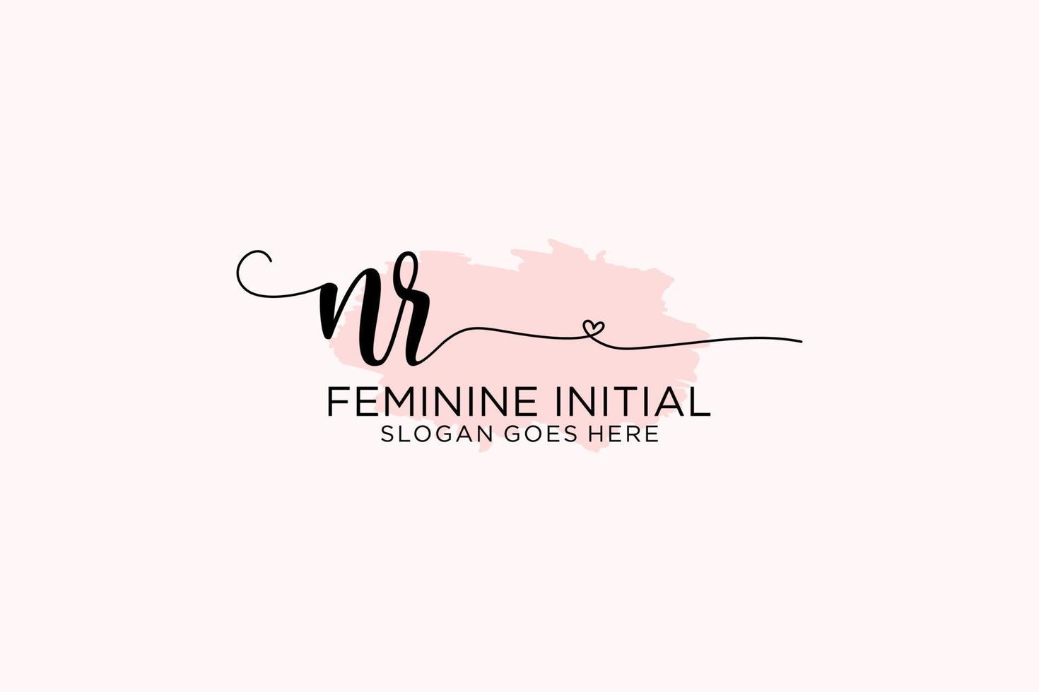 Initial NR beauty monogram and elegant logo design handwriting logo of initial signature, wedding, fashion, floral and botanical with creative template. vector