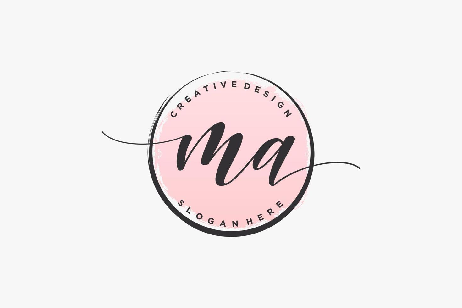 Initial MA handwriting logo with circle template vector signature, wedding, fashion, floral and botanical with creative template.