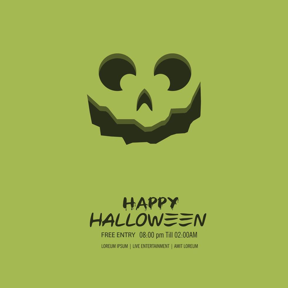 Halloween pumpkin with happy face background. Vector Illustration.