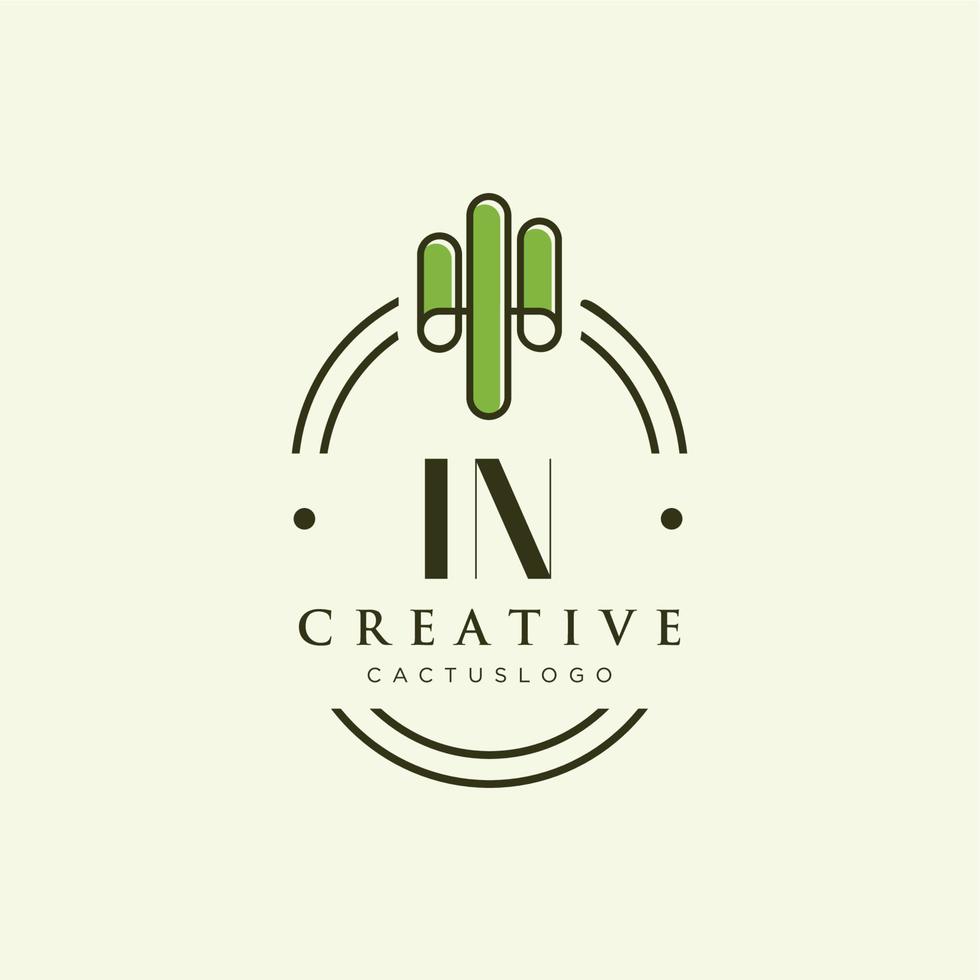 en letra inicial vector de logotipo de cactus verde