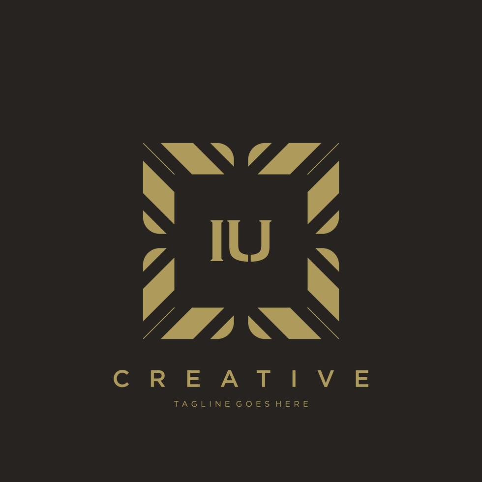vector de plantilla de logotipo de monograma de ornamento de lujo de letra inicial iu
