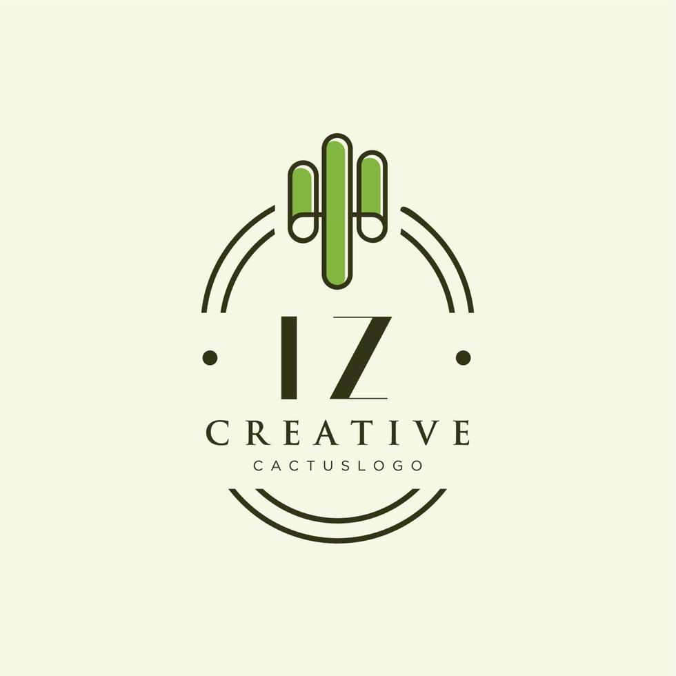 iz letra inicial vector de logotipo de cactus verde