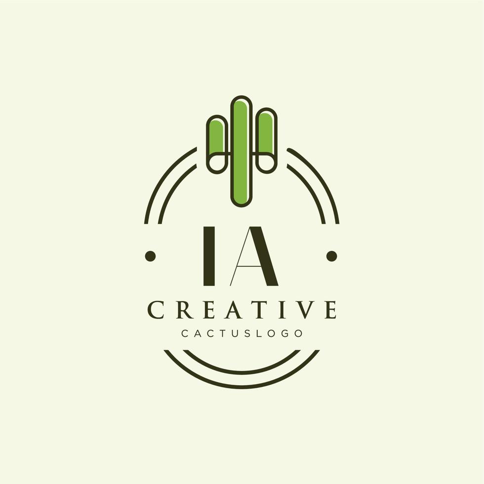 ia letra inicial vector de logotipo de cactus verde