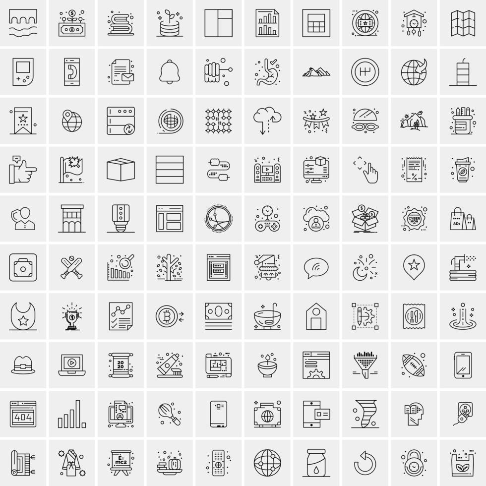 Set of 100 Creative Business Line Icons vector