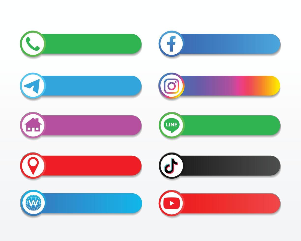 logotipo de redes sociales, dirección y vector de icono de contacto