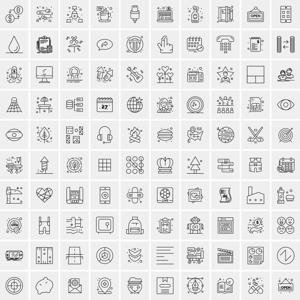 Set of 100 Creative Business Line Icons vector