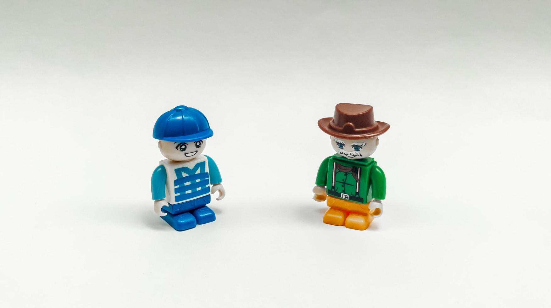 Oktober 2022,jakarta indonesia, minifigure toy on white isolated background photo