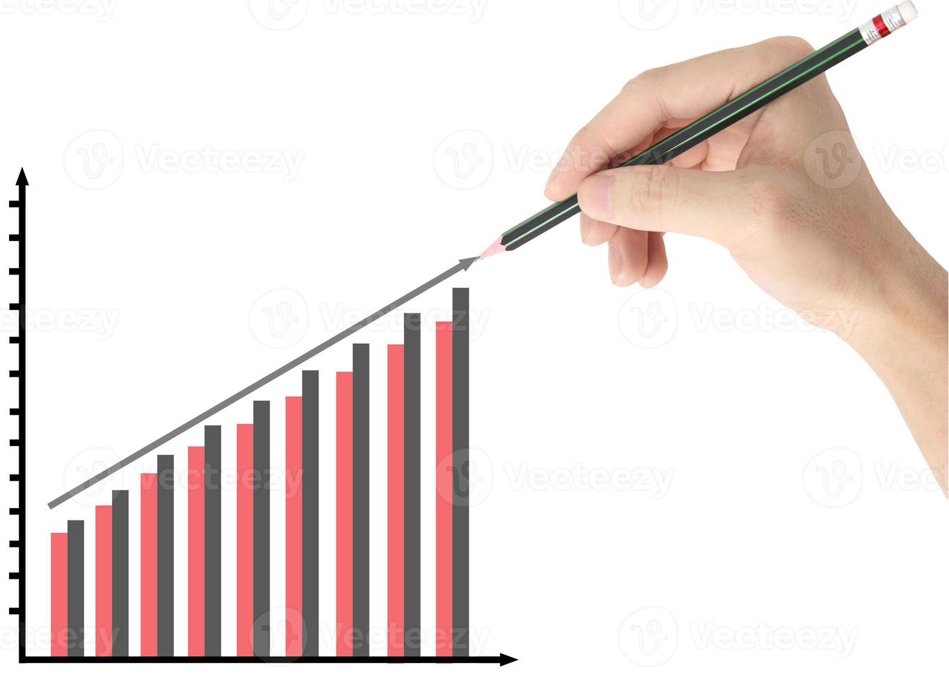 hand draws a graph isolated on a white background photo