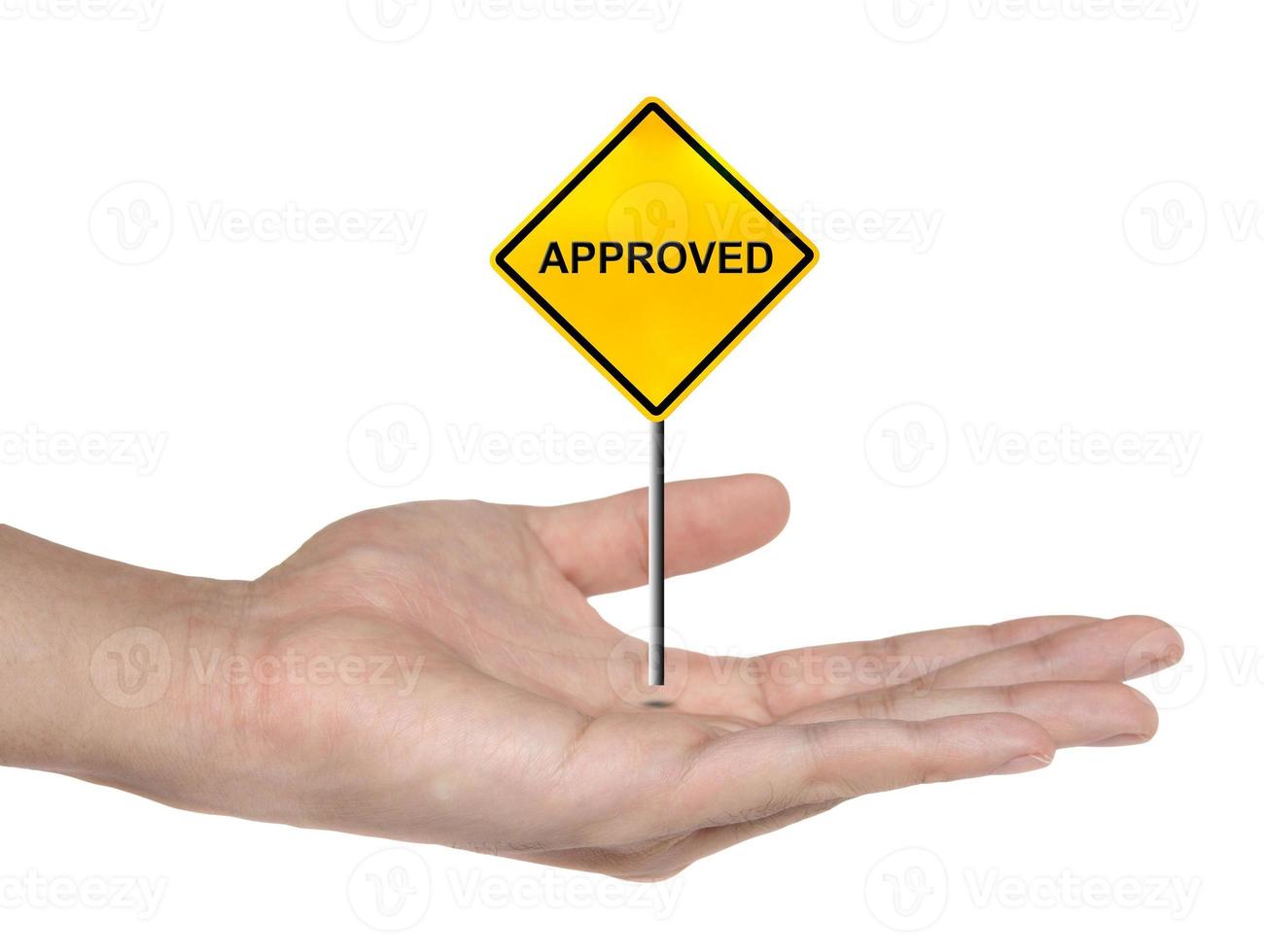 hand symbol with approved sign isolated , business concept photo