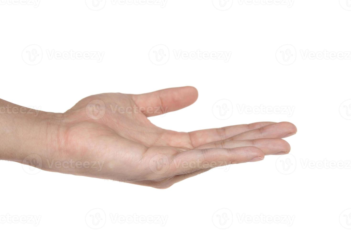 Empty hand isolated on white background photo