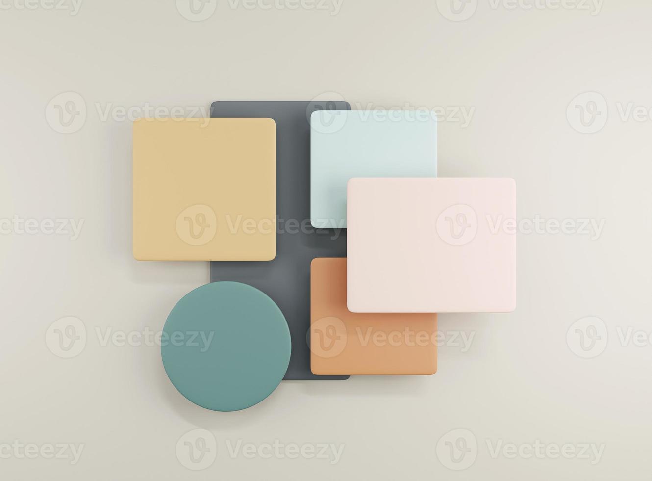 Top view of blank geometrical forms. Abstract minimal scene design for Design for product presentation. 3D rendering. photo