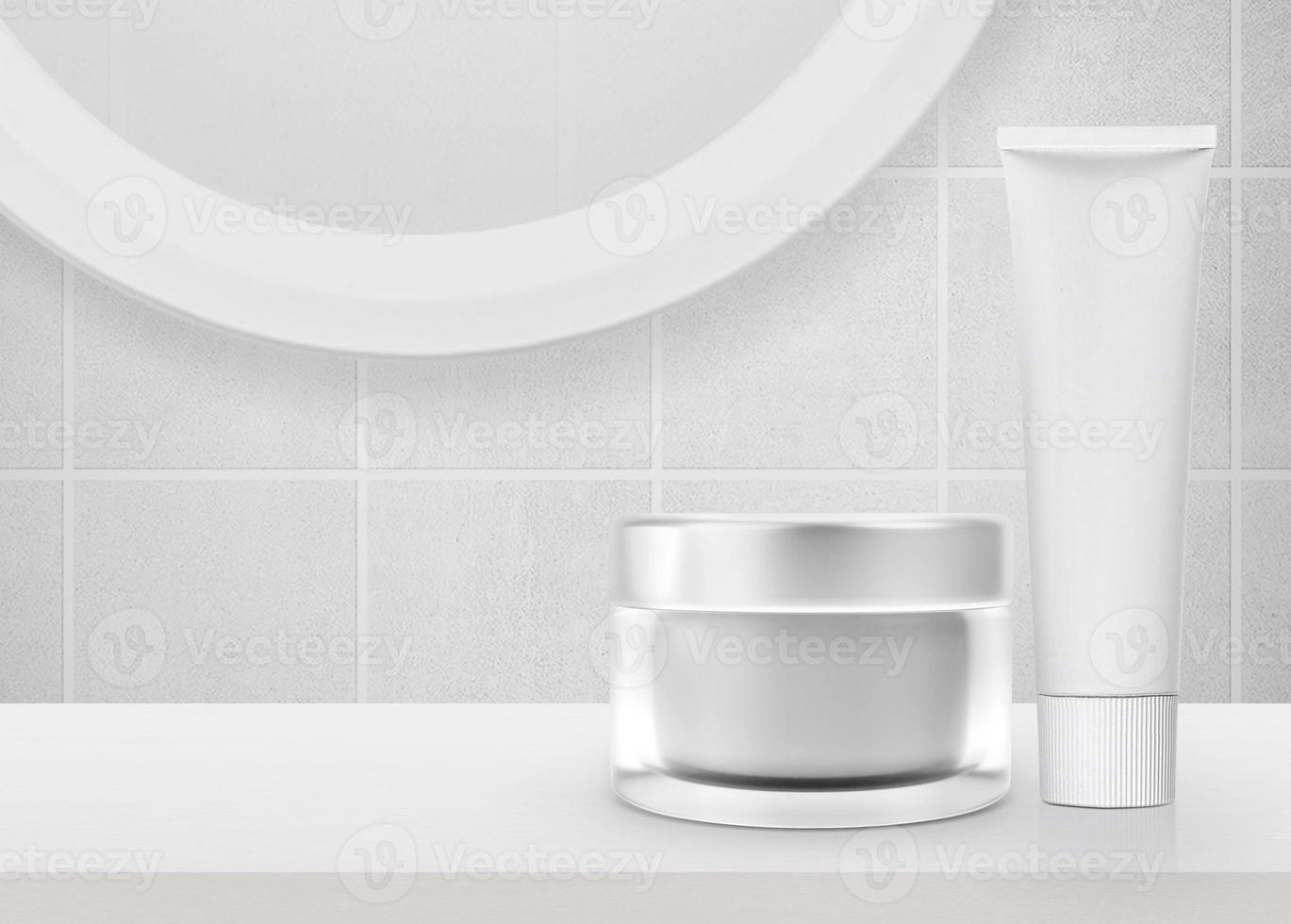 cream product in the bathroom for health care concept photo