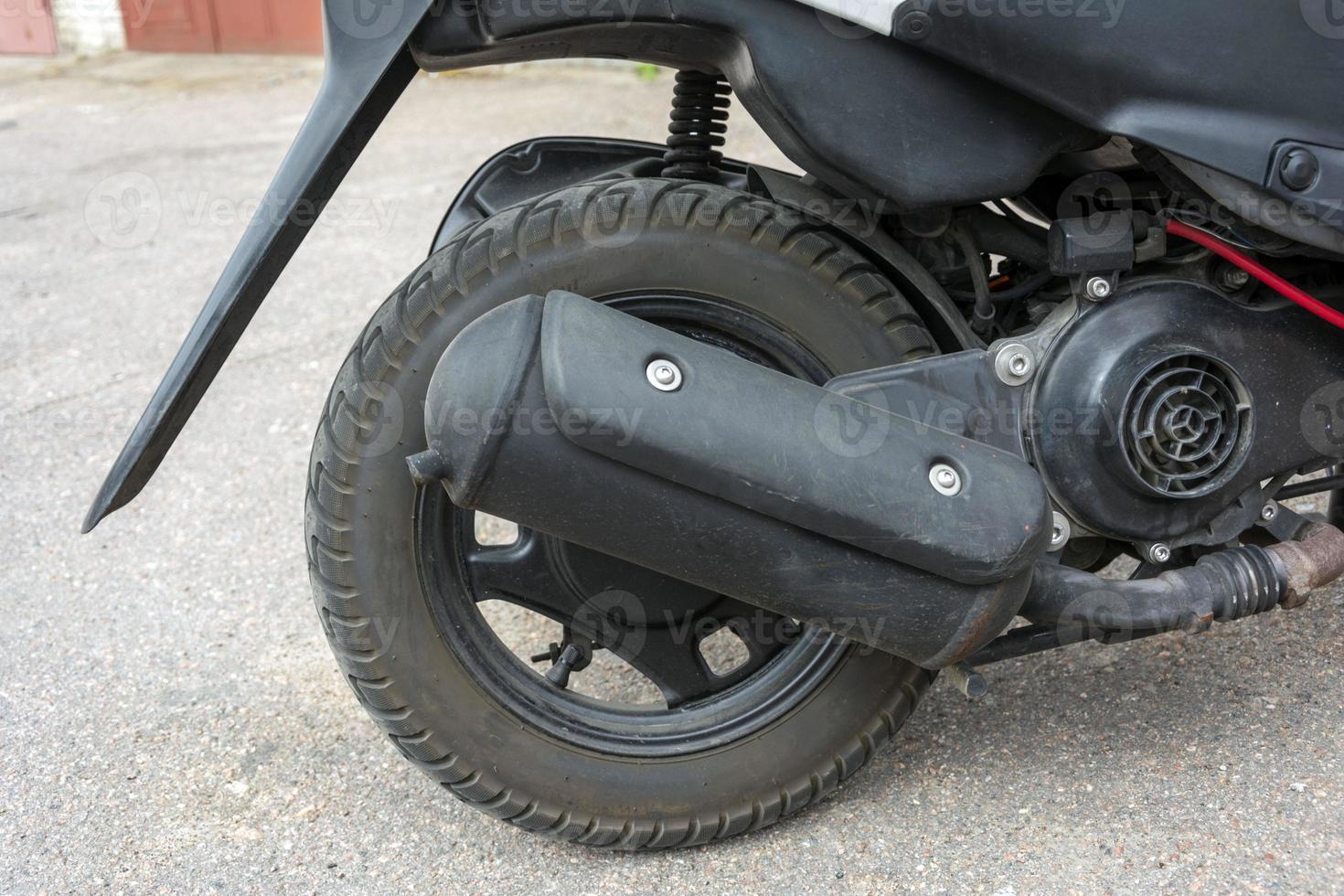 Scooter rear wheel, Exhaust pipe, scooter rear suspension photo