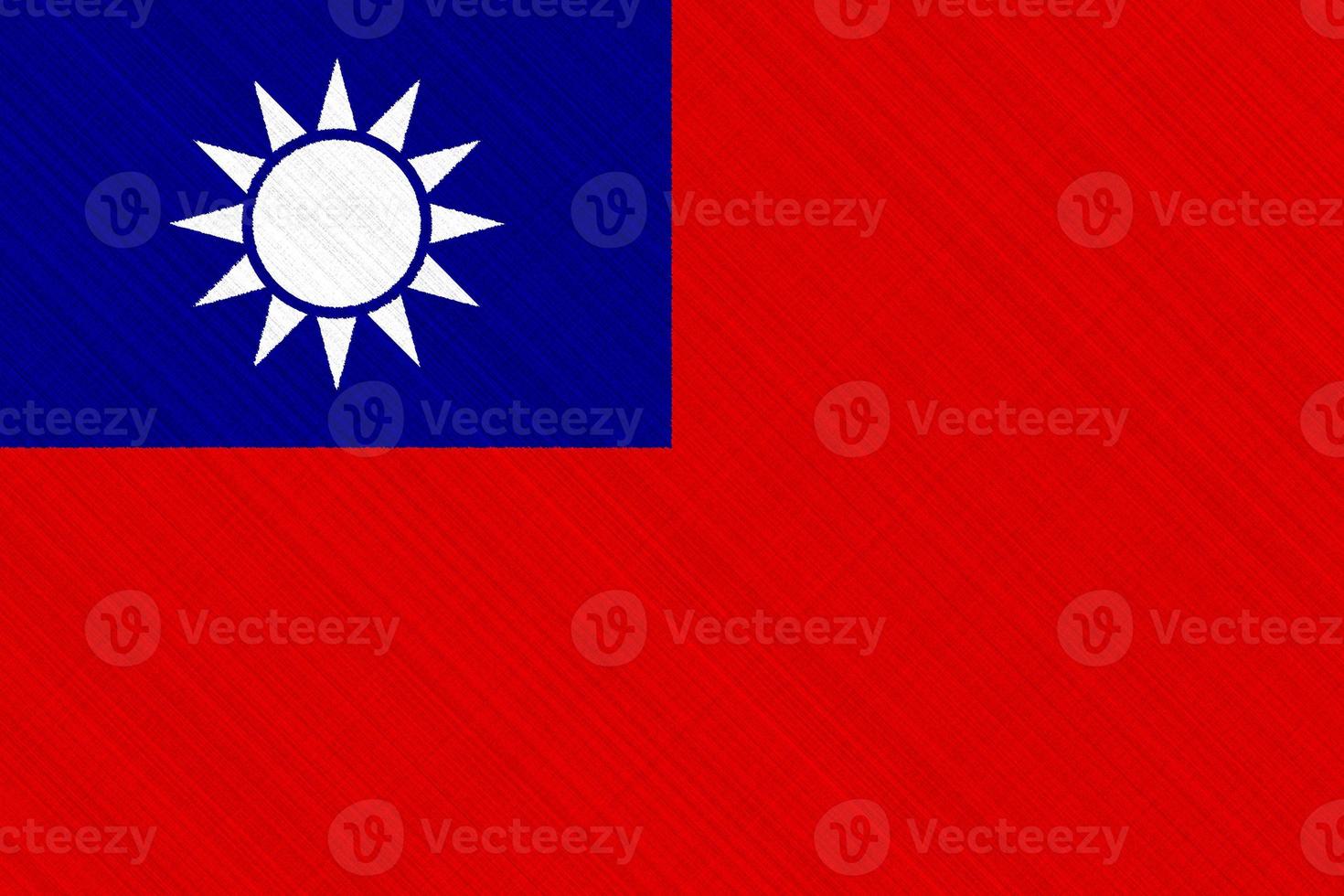 Taiwan flag or Taiwanese banner on fabric texture photo