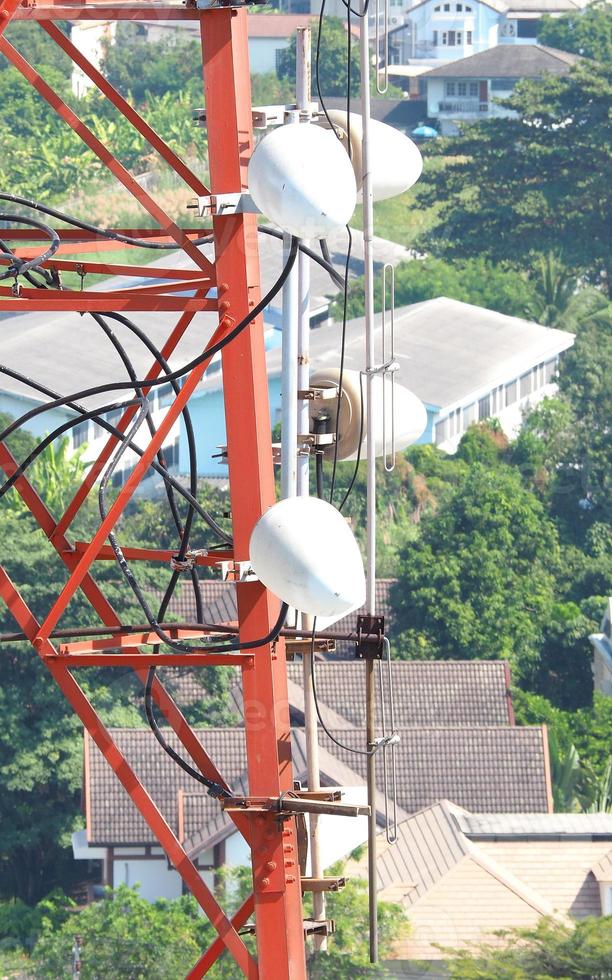 Telecommunication tower closeup. photo