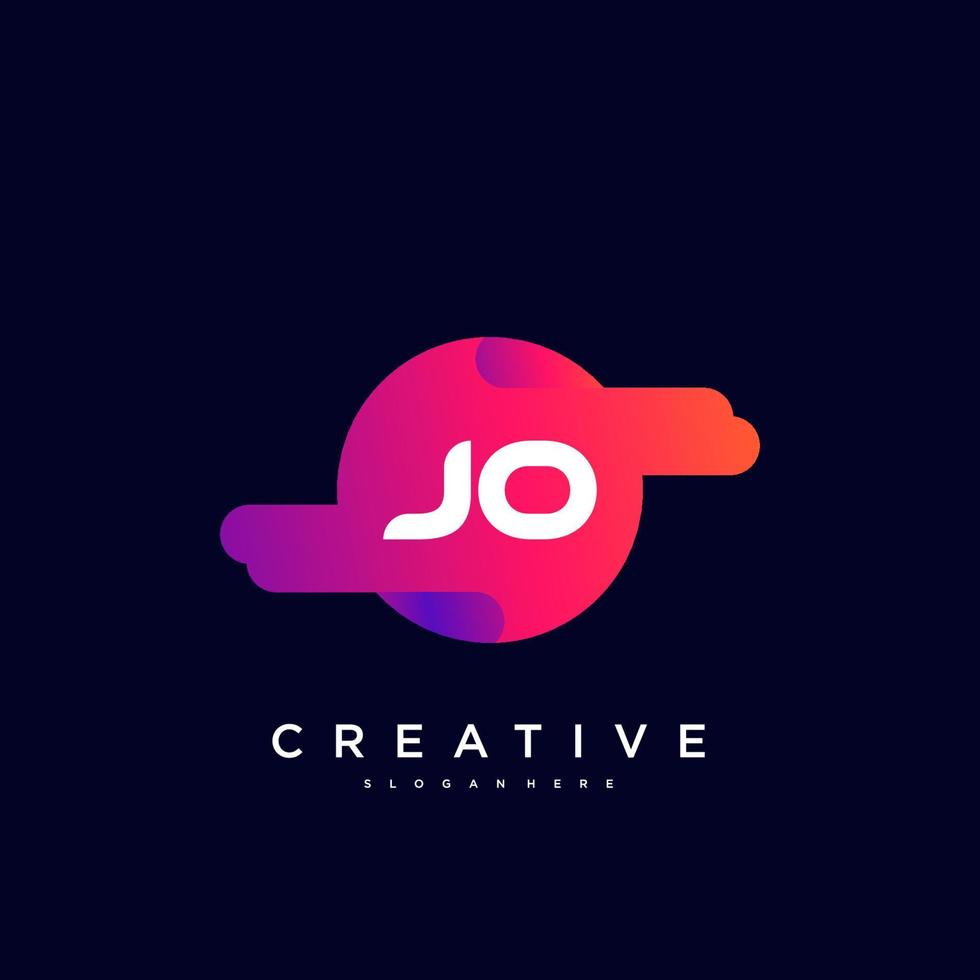 JO Initial Letter Colorful logo icon design template elements Vector art.