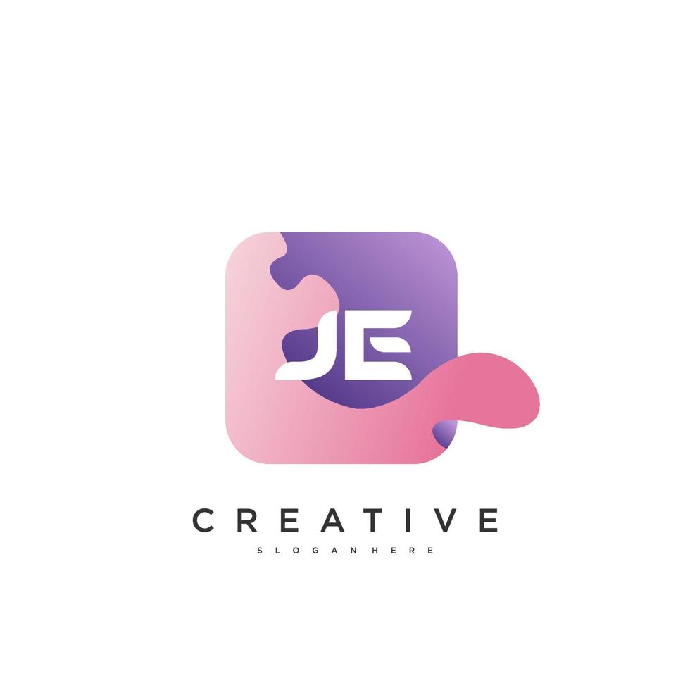 JE Initial Letter Colorful logo icon design template elements Vector art.