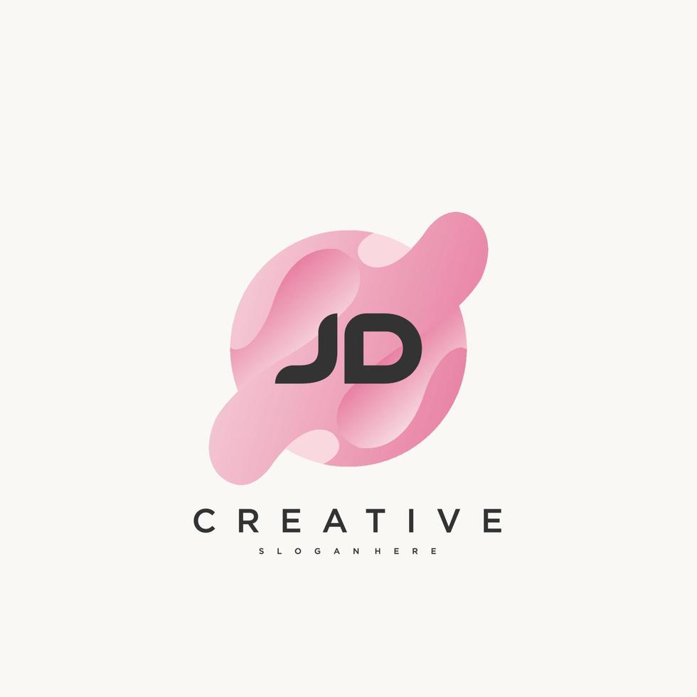 JD Initial Letter Colorful logo icon design template elements Vector