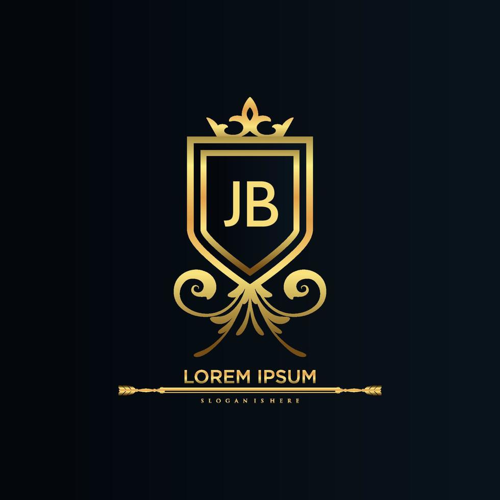 JB Letter Initial with Royal Template.elegant with crown logo vector, Creative Lettering Logo Vector Illustration.